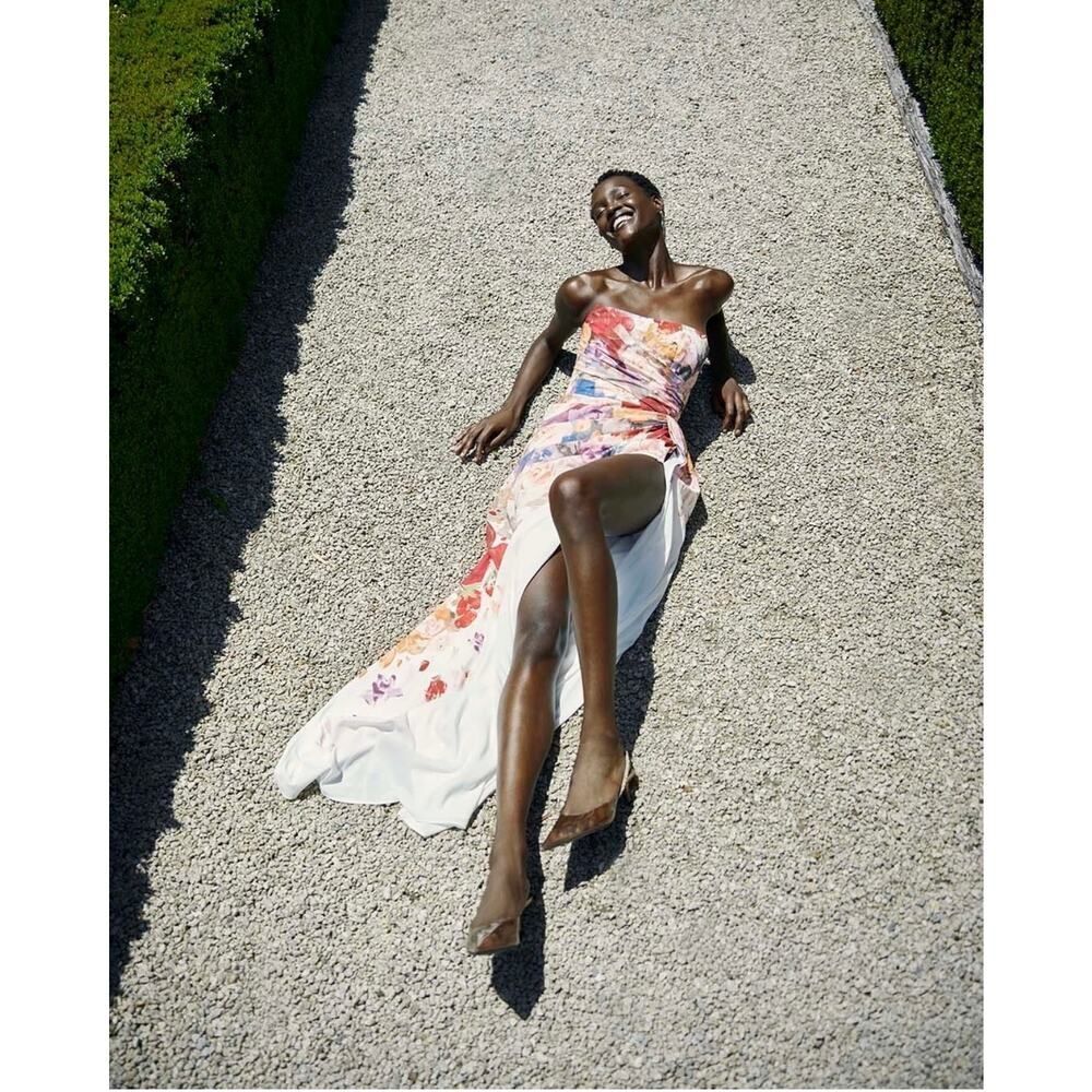 LEO LIN Anastasia Bustier Gown Fleur Print AU12/US8